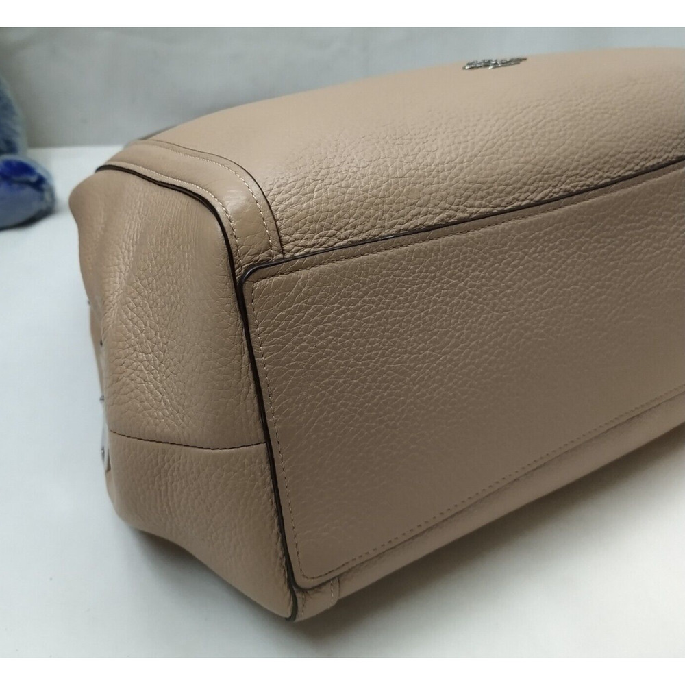 Coach Kristy Taupe Beige Pebble Leather Triple Compartment Shoulder Bag - Picture 7 of 16